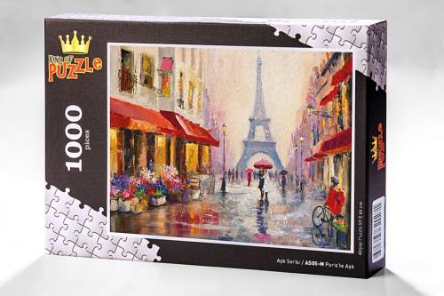 Paris'te Aşk (1000 Parça) - Ahşap Puzzle Aşk Serisi - (AS05-M) - - Kin