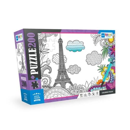 Blue Focus Colorıng Puzzle Eıffel Tower (Eyfel Kulesi) - 200 Parça - -