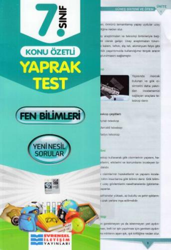 Evrensel 7. Sınıf Fen Bilimleri Konu Özetli Yaprak Test (Yeni) - Kolek