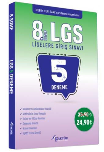 8. Sınıf LGS 5 Deneme - Kolektif - Faktör Yayınları