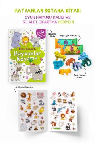 Hayvanlar Boyama Kitabı - Oyun Hamurlu - 3 Yaş + - Bilge Yorulmaz - Bi