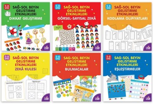 Sağ-Sol Beyin Geliştirme Etkinlikleri Seti 5-8 Yaş (6 Kitap Takım) - K