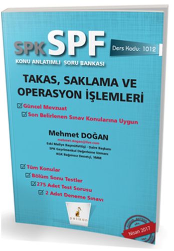 SPK - SPF Takas, Saklama ve Operasyon İşlemleri Konu Anlatımlı Soru Ba