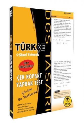 Tasarı DGS Türkçe Sözel Yetenek Yaprak Test Çek Kopart - Komisyon - Ta