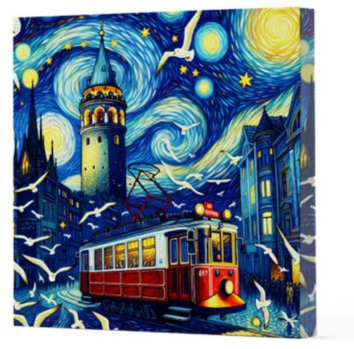 Van Gogh 1 Galata - Çizgisiz Yan Boyamalı Defter - - Vivago Art