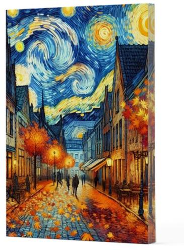 Van Gogh 3 - Sokak Çizgili Yan Boyamalı Defter - - Vivago Art